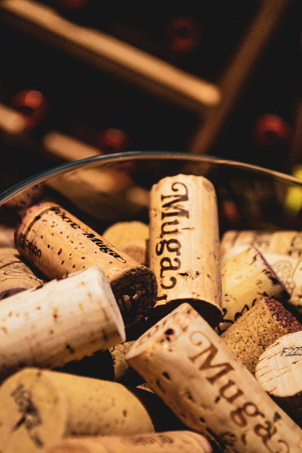 Muga wine cork on a gigantic wine glass, Sotogrande restaurant